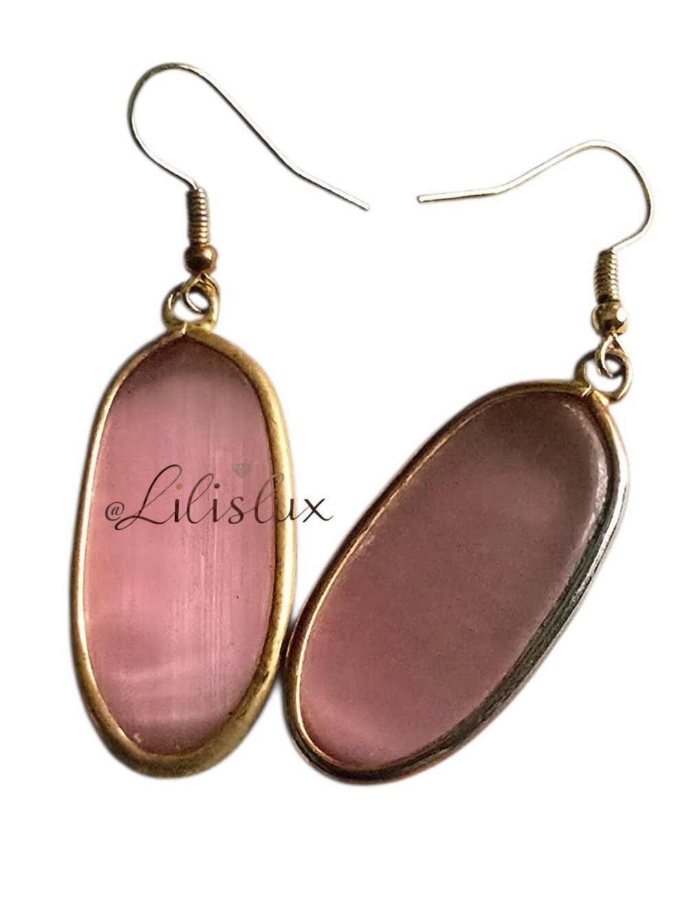 Natural Pink Crystal Healing Stone Drop Dangle Earrings for Women Vintage